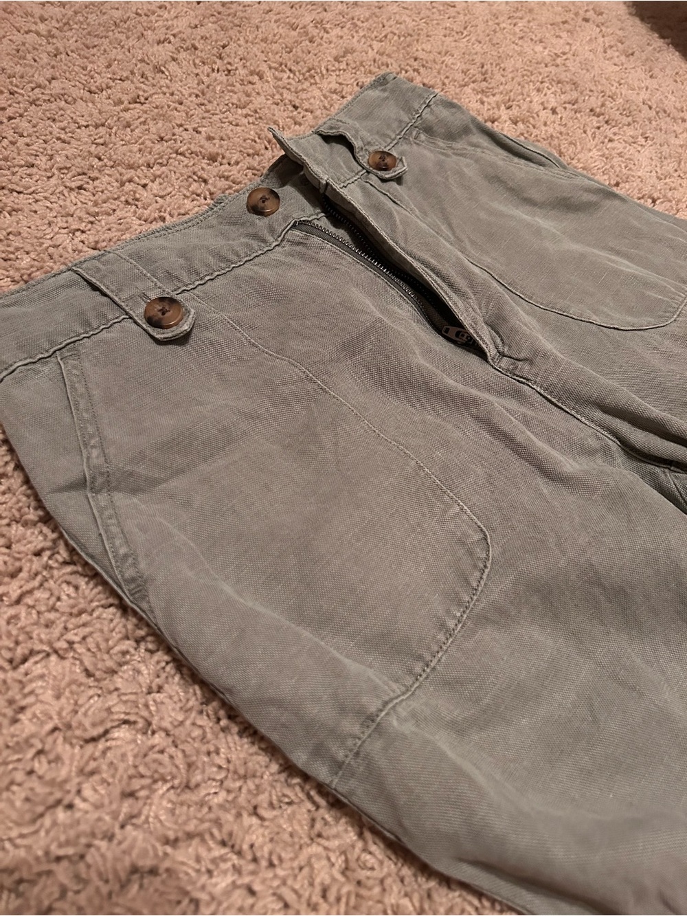 Casual Wide-Leg Utility Pants in Olive linen blend - size 6 - Picture 4 of 6